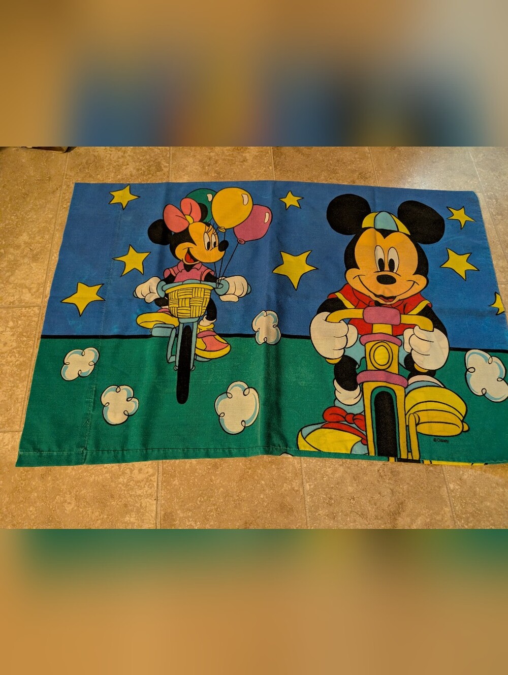 Disney Mickey Minnie Mouse on Bikes Standard Size 2-sided Pillowcase